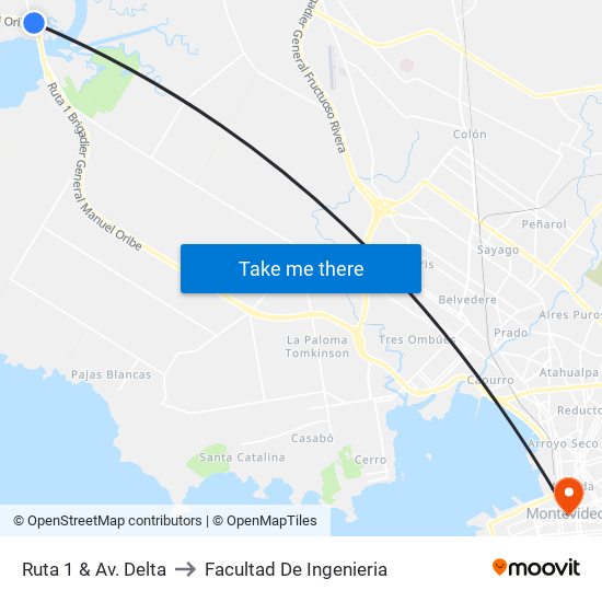 Ruta 1 & Av. Delta to Facultad De Ingenieria map