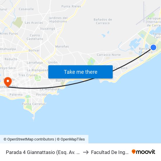 Parada 4 Giannattasio (Esq. Av. A La Playa) to Facultad De Ingenieria map