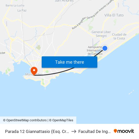 Parada 12 Giannattasio (Esq. Cruz Del Sur) to Facultad De Ingenieria map