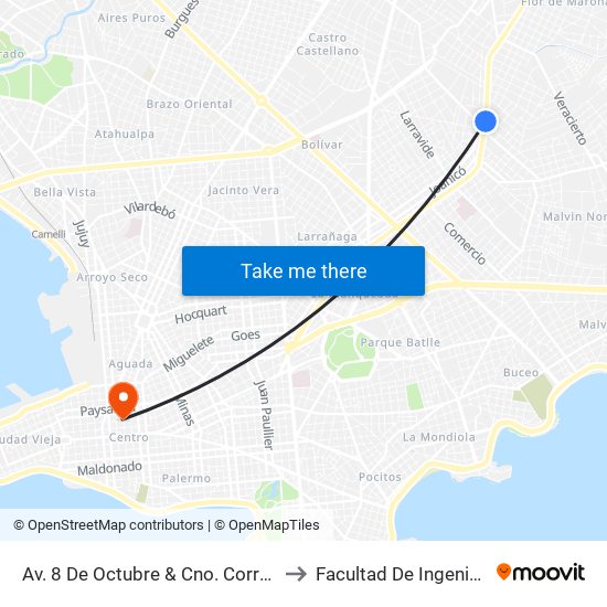 Av. 8 De Octubre & Cno. Corrales to Facultad De Ingenieria map