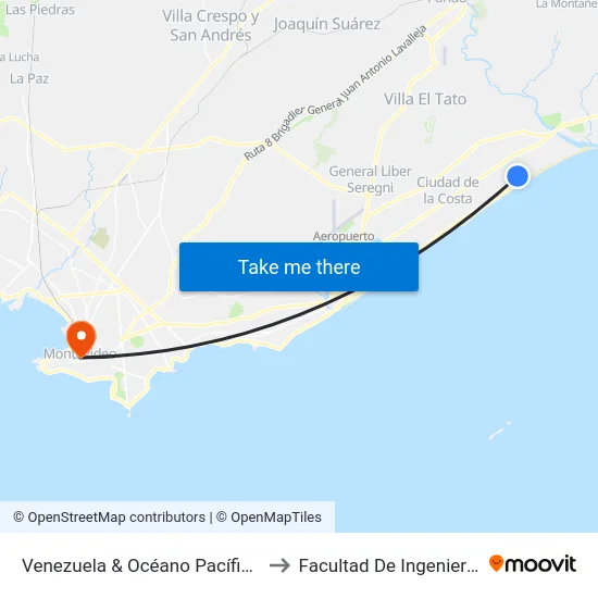 Venezuela & Océano Pacífico to Facultad De Ingenieria map