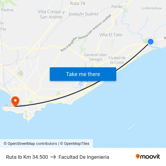 Ruta Ib Km 34.500 to Facultad De Ingenieria map