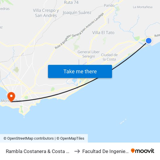 Rambla Costanera & Costa Azul to Facultad De Ingenieria map