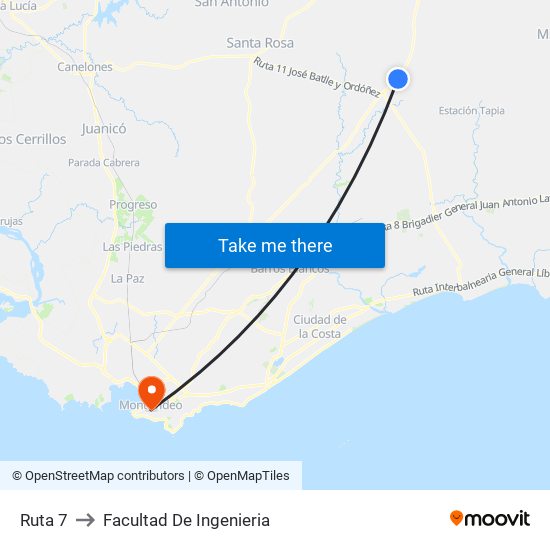 Ruta 7 to Facultad De Ingenieria map