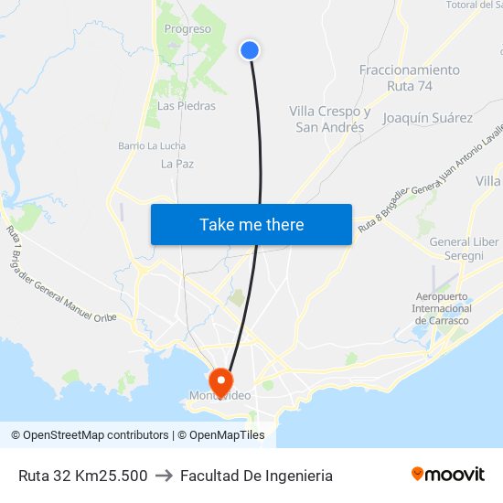 Ruta 32 Km25.500 to Facultad De Ingenieria map