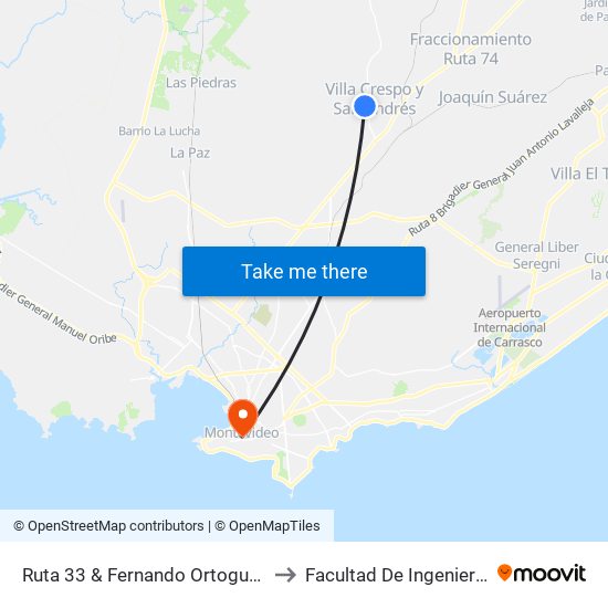 Ruta 33 & Fernando Ortogués to Facultad De Ingenieria map