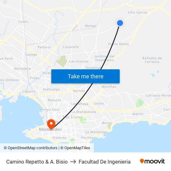 Camino Repetto & A. Bisio to Facultad De Ingenieria map