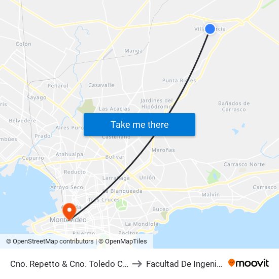 Cno. Repetto & Cno. Toledo Chico to Facultad De Ingenieria map
