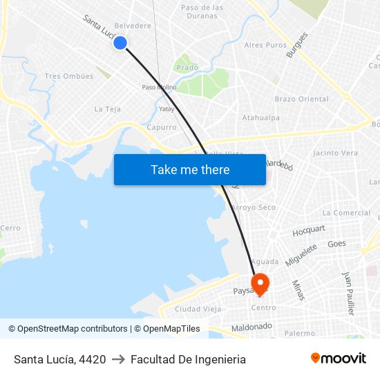 Santa Lucía, 4420 to Facultad De Ingenieria map