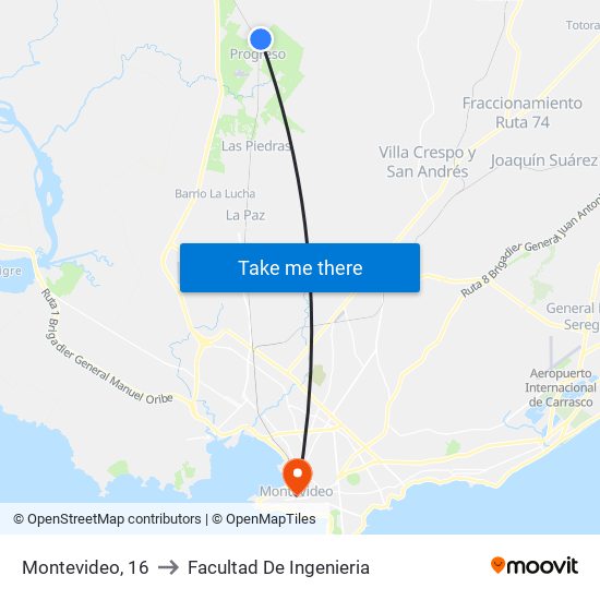Montevideo, 16 to Facultad De Ingenieria map