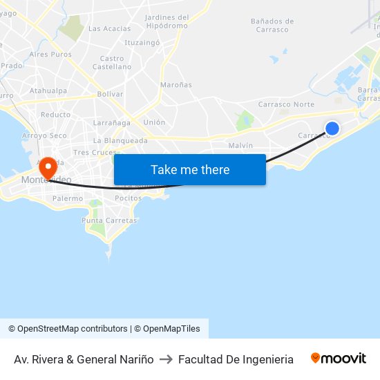 Av. Rivera & General Nariño to Facultad De Ingenieria map
