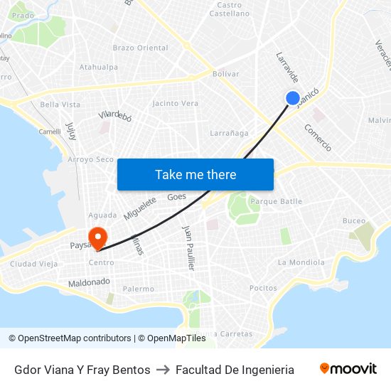 Gdor Viana Y Fray Bentos to Facultad De Ingenieria map