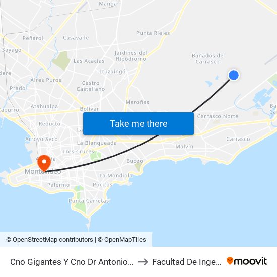 Cno Gigantes Y Cno Dr Antonio De Boni to Facultad De Ingenieria map