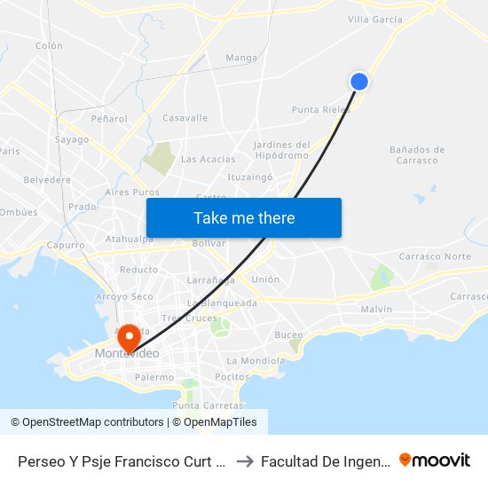 Perseo Y Psje Francisco Curt Lange to Facultad De Ingenieria map