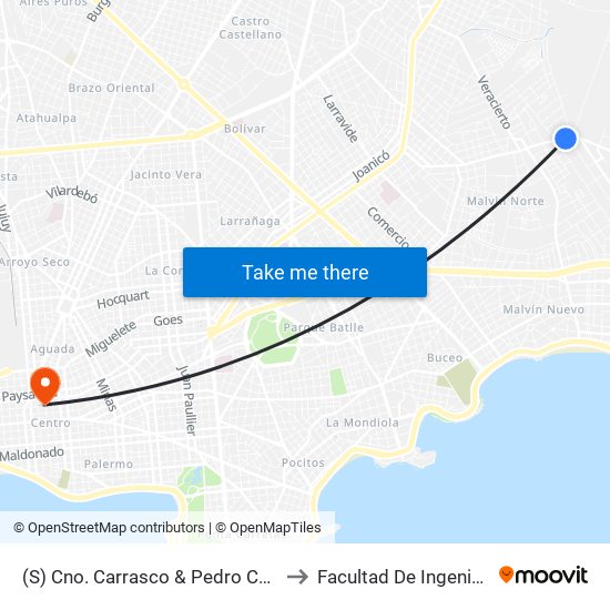 (S) Cno. Carrasco & Pedro Cosio to Facultad De Ingenieria map