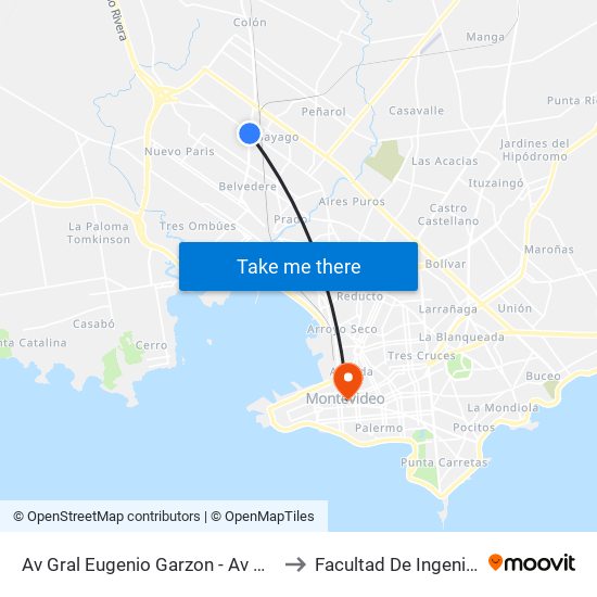 Av Gral Eugenio Garzon - Av Millan to Facultad De Ingenieria map