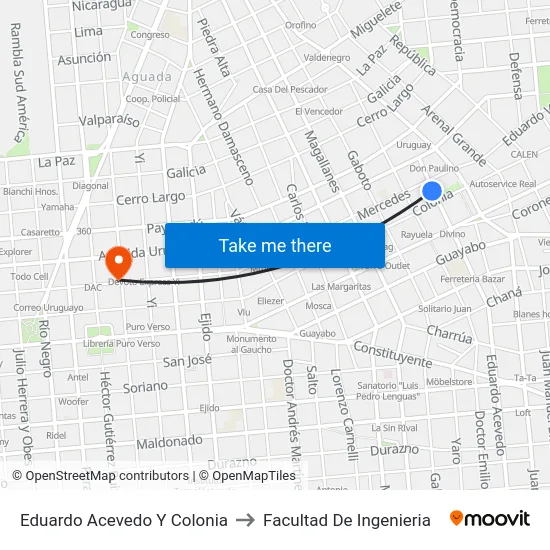 Eduardo Acevedo Y Colonia to Facultad De Ingenieria map