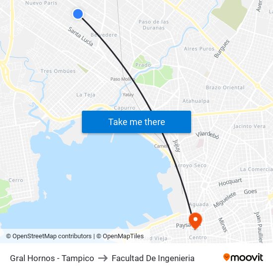 Gral Hornos - Tampico to Facultad De Ingenieria map