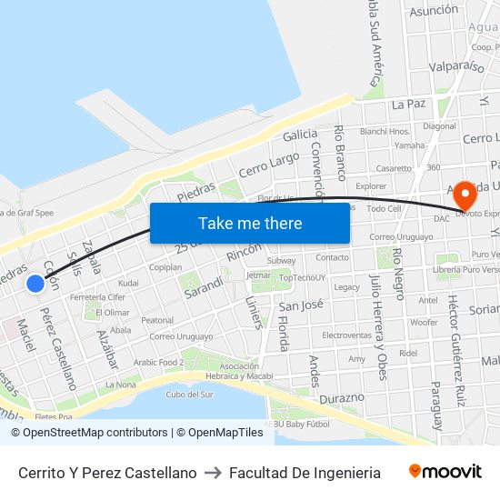 Cerrito Y Perez Castellano to Facultad De Ingenieria map