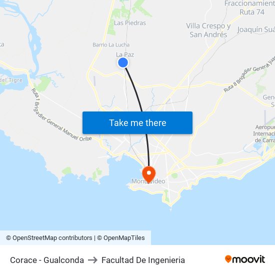 Corace - Gualconda to Facultad De Ingenieria map