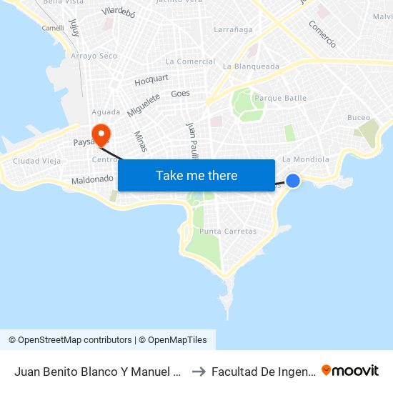 Juan Benito Blanco Y Manuel Pagola to Facultad De Ingenieria map