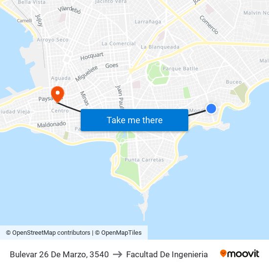 Bulevar 26 De Marzo, 3540 to Facultad De Ingenieria map