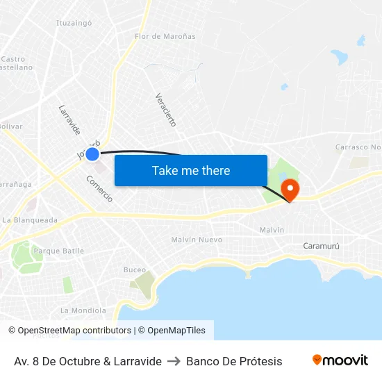 Av. 8 De Octubre & Larravide to Banco De Prótesis map