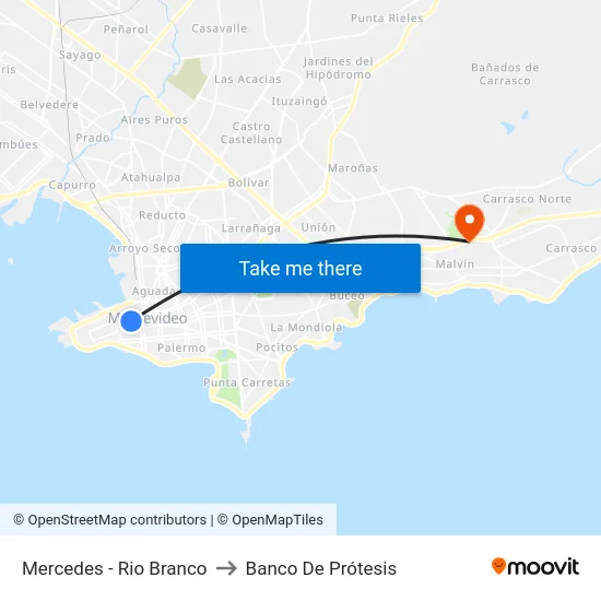 Mercedes - Rio Branco to Banco De Prótesis map
