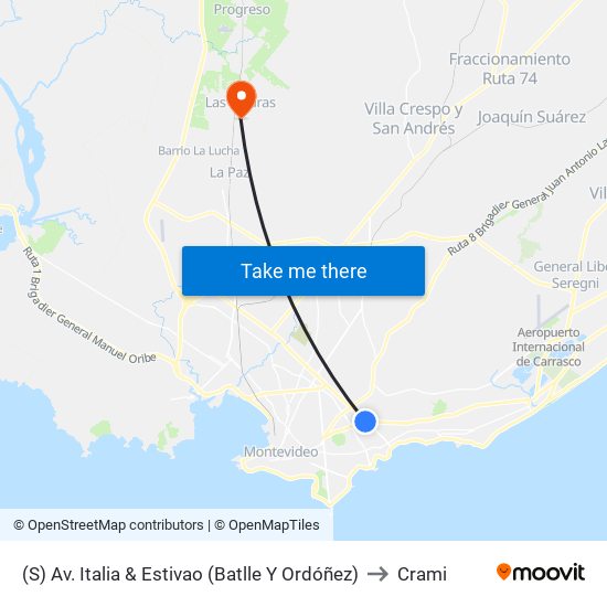 (S) Av. Italia & Estivao (Batlle Y Ordóñez) to Crami map