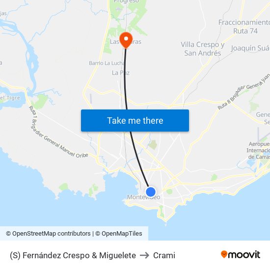 (S) Fernández Crespo & Miguelete to Crami map