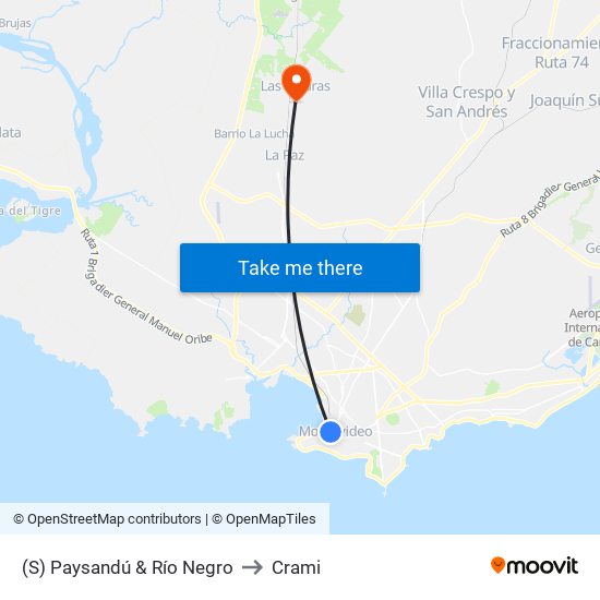 (S) Paysandú & Río Negro to Crami map