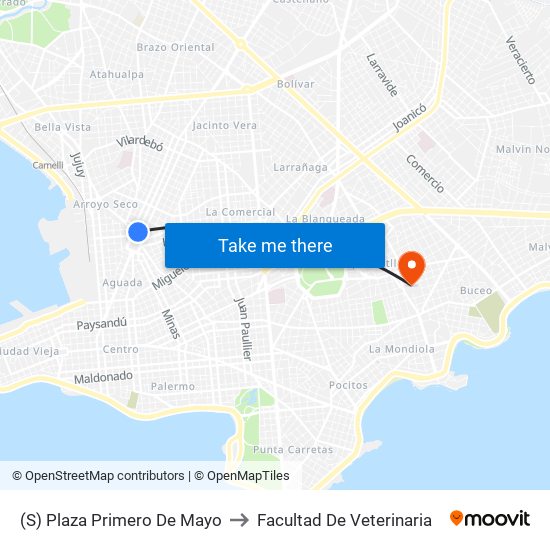 (S) Plaza Primero De Mayo to Facultad De Veterinaria map
