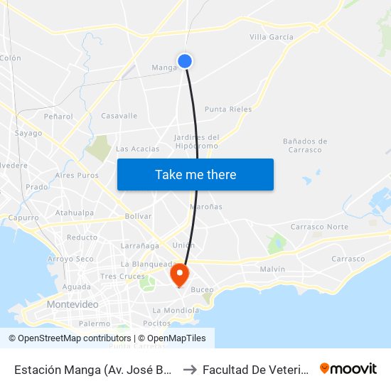 Estación Manga (Av. José Belloni) to Facultad De Veterinaria map