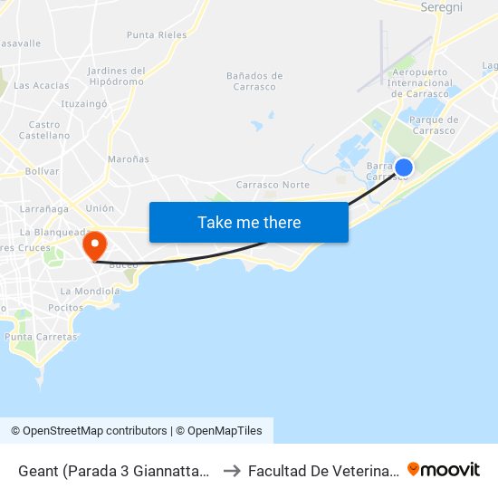 Geant  (Parada 3 Giannattasio) to Facultad De Veterinaria map