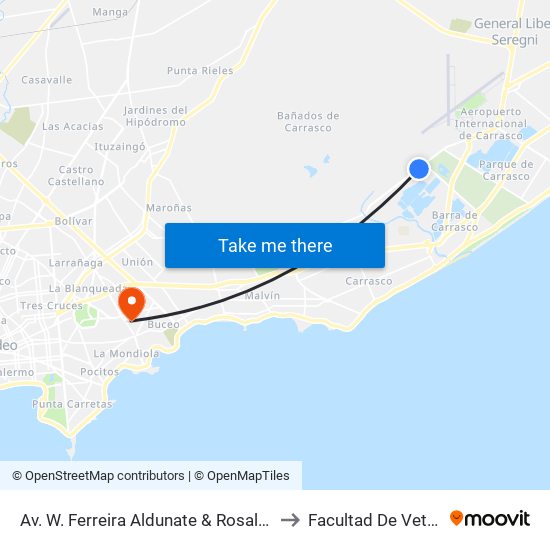 Av. W. Ferreira Aldunate & Rosalía De Castro to Facultad De Veterinaria map