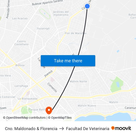 Cno. Maldonado & Florencia to Facultad De Veterinaria map