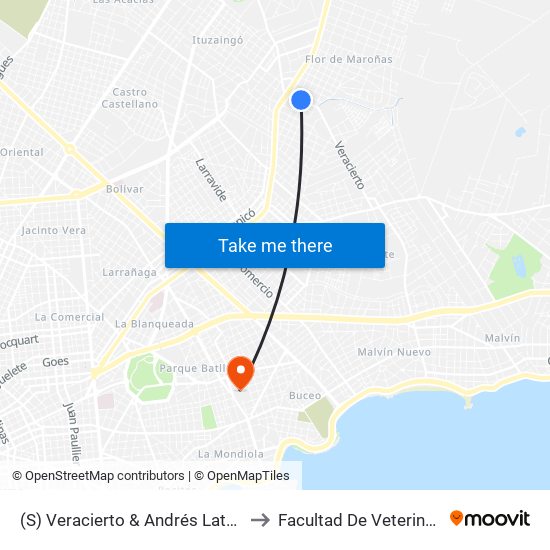 (S) Veracierto & Andrés Latorre to Facultad De Veterinaria map