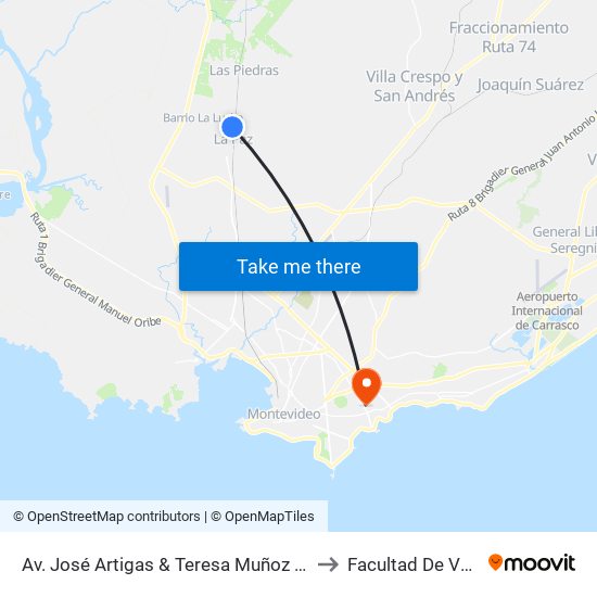 Av. José Artigas & Teresa Muñoz (Liceo De La Paz) to Facultad De Veterinaria map