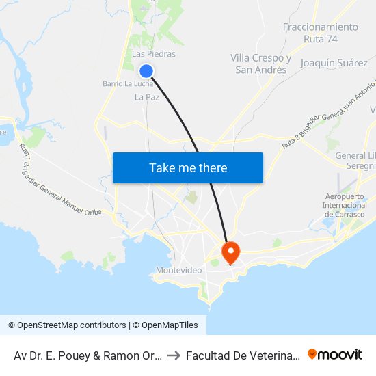 Av Dr. E. Pouey & Ramon Ortiz to Facultad De Veterinaria map