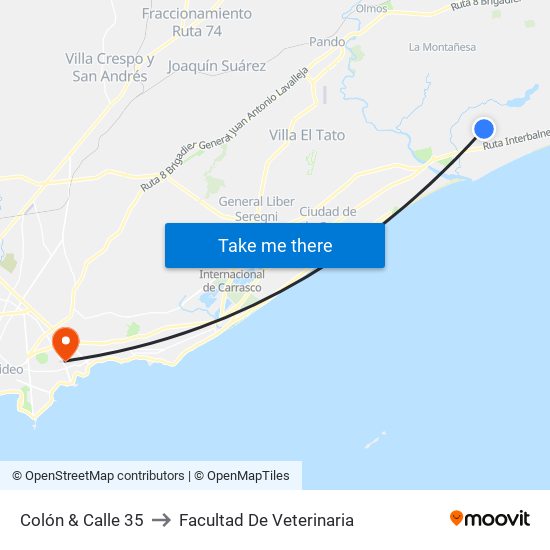 Colón & Calle 35 to Facultad De Veterinaria map