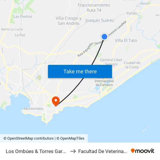 Los Ombúes & Torres García to Facultad De Veterinaria map