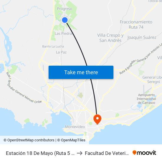 Estación 18 De Mayo (Ruta 5 Vieja) to Facultad De Veterinaria map