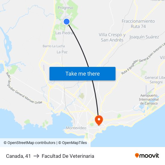Canada, 41 to Facultad De Veterinaria map