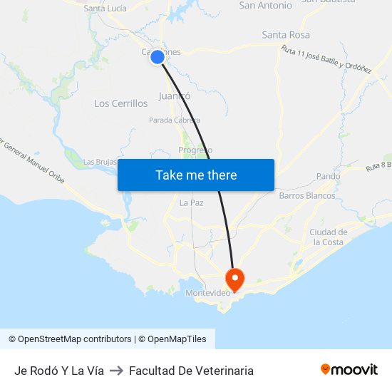 Je Rodó Y La Vía to Facultad De Veterinaria map