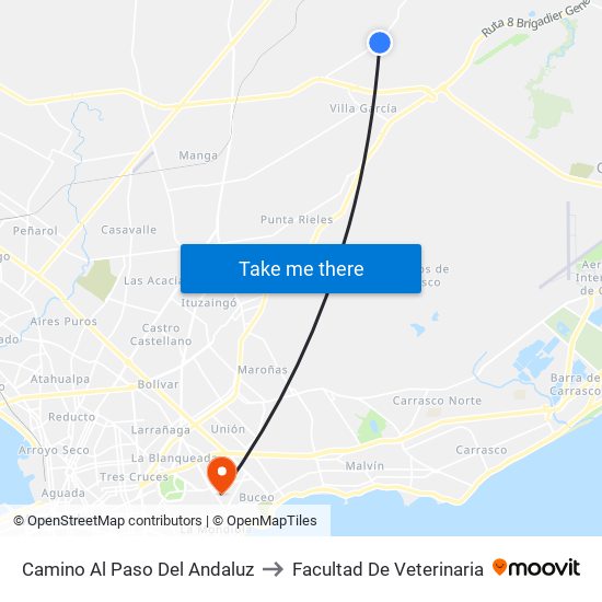 Camino Al Paso Del Andaluz to Facultad De Veterinaria map