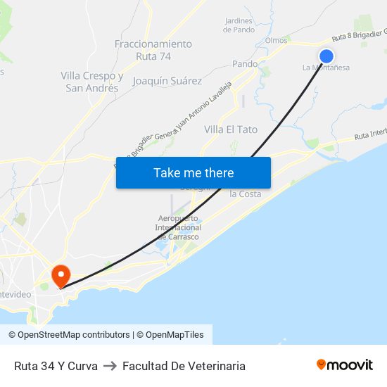 Ruta 34 Y Curva to Facultad De Veterinaria map