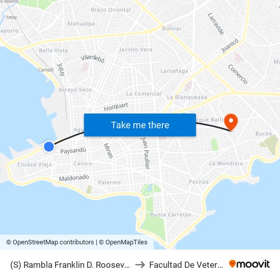(S) Rambla Franklin D. Roosevelt, 762 to Facultad De Veterinaria map