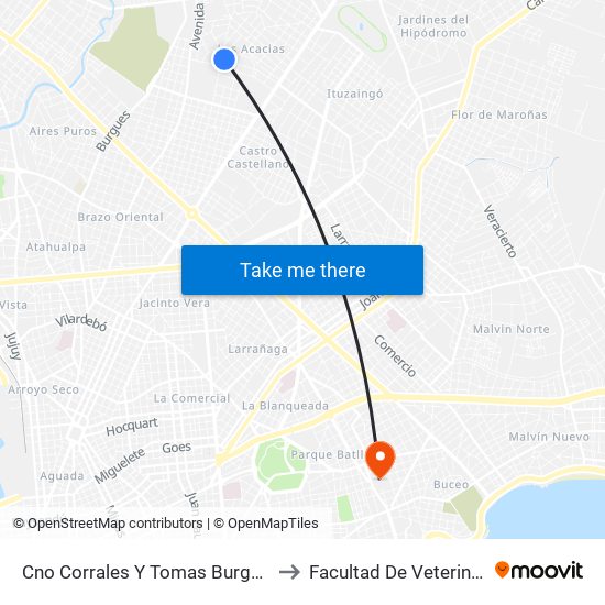 Cno Corrales Y Tomas Burgueño to Facultad De Veterinaria map