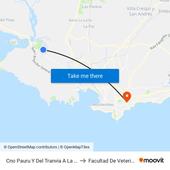 Cno Pauru Y Del Tranvia A La Barra to Facultad De Veterinaria map