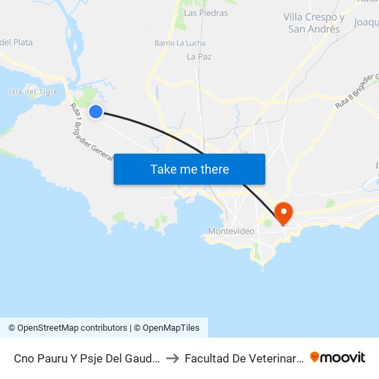 Cno Pauru Y Psje Del Gaudis to Facultad De Veterinaria map